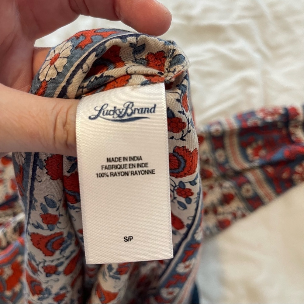 Lucky Brand Red and Blue Patterned Blouse Size S - Picture 6 of 8